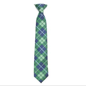 Chaps Boys Blue Green Plaid Clip-on Tie